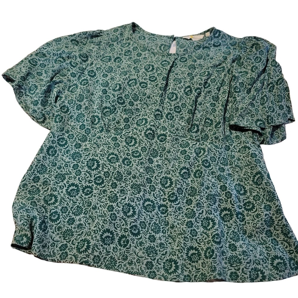 Boden Ladies Short Sleeve Blouse Green Floral US 14 UK 18